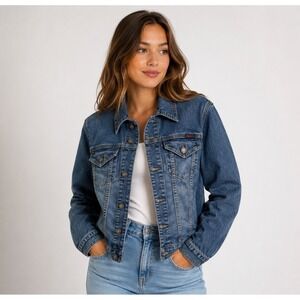 C'Esttoi Jeans  Jeans Womens Medium Wash Denim Trucker Jacket Blue Size Large